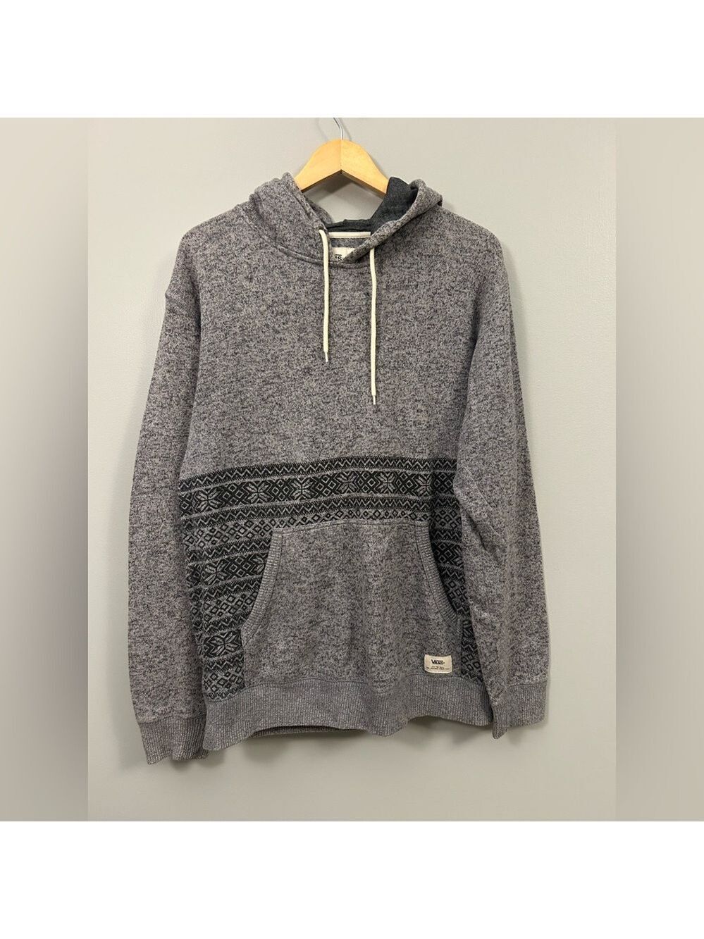 Vans Men’s Gray Patterned Hoodie Large